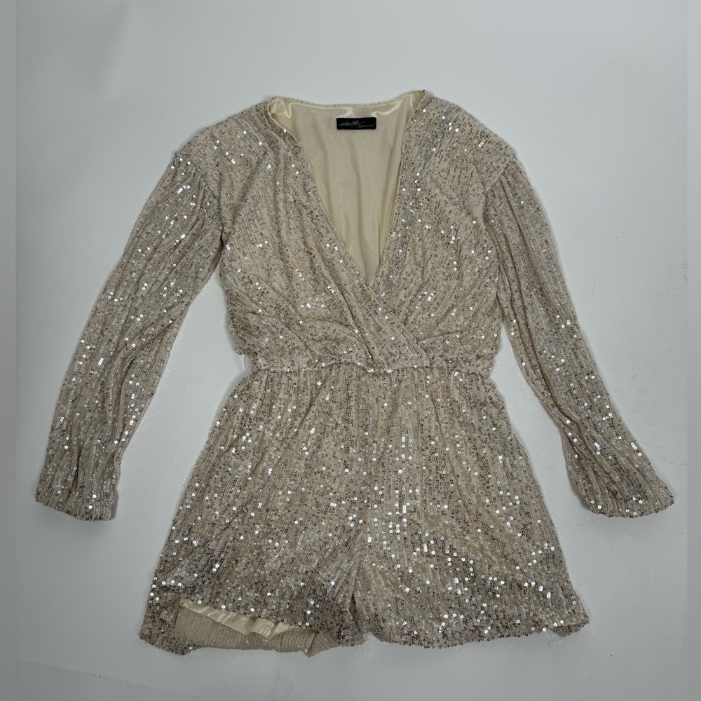Ontwelth sequins romper, beige / nude, size small
